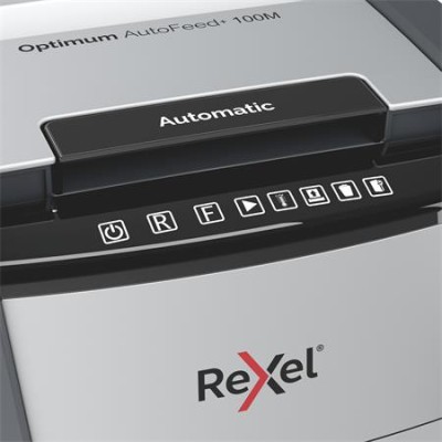 Iratmegsemmisítő, mikrokonfetti, 100 lap, REXEL "Optimum AutoFeed+ 100M"