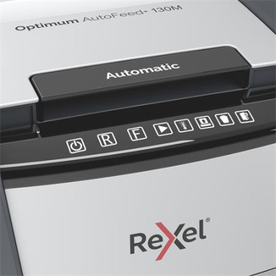 Iratmegsemmisítő, mikrokonfetti, 130 lap, REXEL, "Optimum AutoFeed+ 130M"
