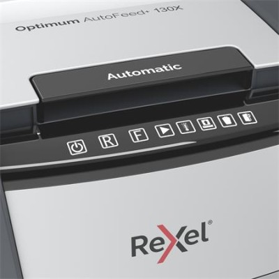 Iratmegsemmisítő, konfetti, 130 lap, REXEL, "Optimum AutoFeed+ 130X"