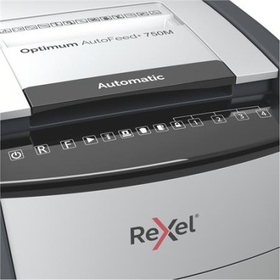 Iratmegsemmisítő, mikrokonfetti, 750 lap, REXEL "Optimum AutoFeed+ 750M"