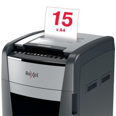 Iratmegsemmisítő, mikrokonfetti, 750 lap, REXEL "Optimum AutoFeed+ 750M"
