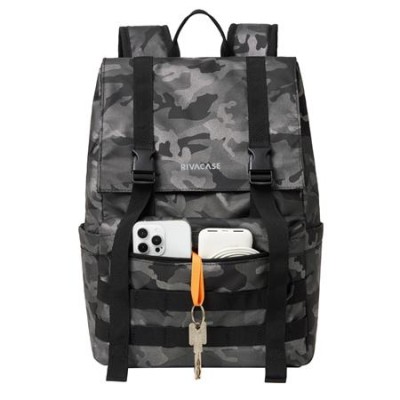 Notebook hátizsák, 15,6", rolltop, 15L, RIVACASE "7621 Sherwood", szürke-terepminta
