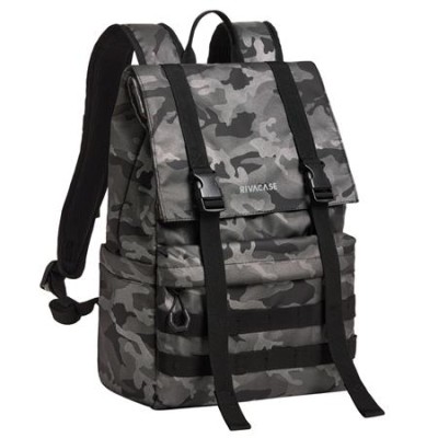 Notebook hátizsák, 15,6", rolltop, 15L, RIVACASE "7621 Sherwood", szürke-terepminta