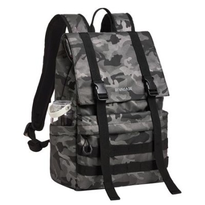 Notebook hátizsák, 15,6", rolltop, 15L, RIVACASE "7621 Sherwood", szürke-terepminta