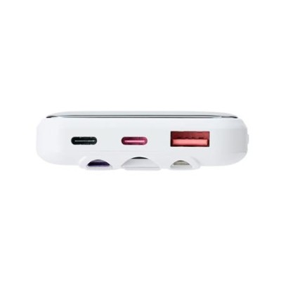 Power bank, beépített kábellel, 10.000mAh, RIVACASE "VA2211", fehér