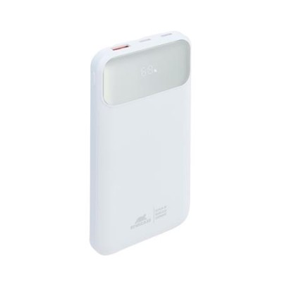 Power bank, beépített kábellel, 10.000mAh, RIVACASE "VA2211", fehér