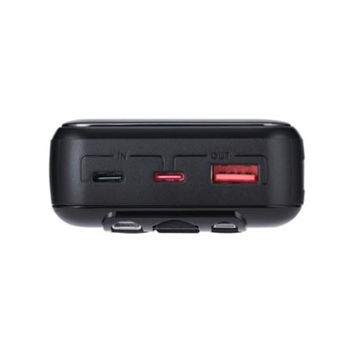 Power bank, beépített kábellel, 20.000mAh, RIVACASE "VA2221", fekete