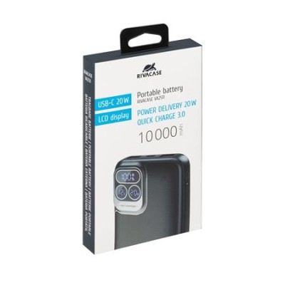 Hordozható akkumulátor, 10000mAh, QC/PD 20W, RIVACAE "VA2511"