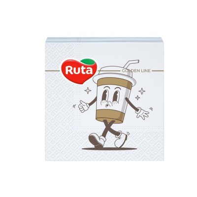 Szalvéta, 1/4 hajtogatott, 2 rétegű, 24x24 cm, 40 db, RUTA "Coffee"
