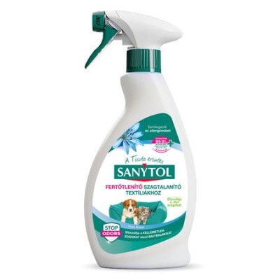 Kisállat szagsemlegesítő és fertőtlenítő spray, textíliákhoz, 500 ml, SANYTOL