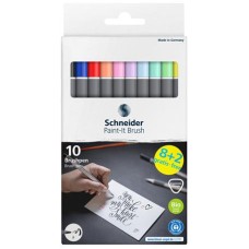 Ecsetirón készlet, hajlékony heggyel, SCHNEIDER "Paint-It 070", 10 különböző szín