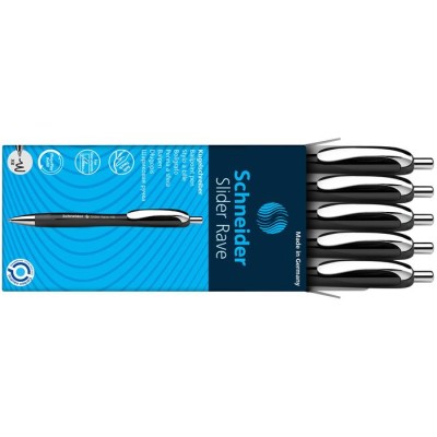 Golyóstoll, 0,7 mm, nyomógombos, SCHNEIDER "Slider Rave XB", fekete, kék