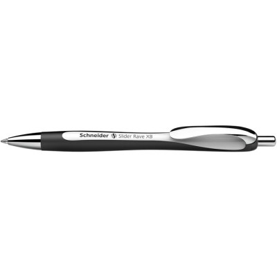 Golyóstoll, 0,7 mm, nyomógombos, SCHNEIDER "Slider Rave XB", fekete-fehér, kék