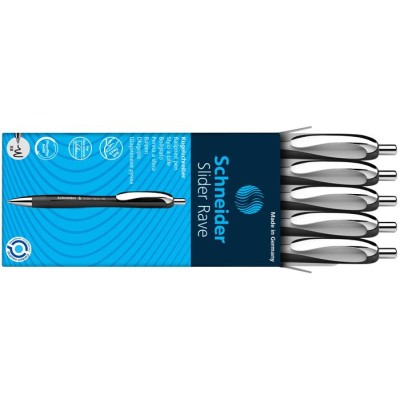 Golyóstoll, 0,7 mm, nyomógombos, SCHNEIDER "Slider Rave XB", fekete-fehér, kék