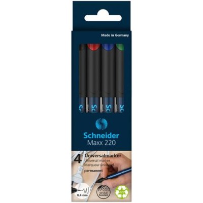 Alkoholos marker készlet, OHP, 0,4 mm, SCHNEIDER "Maxx 220 S", 4 különböző szín