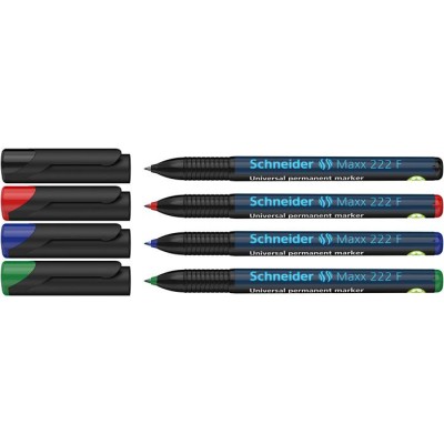 Alkoholos marker készlet, OHP, 0,7 mm, SCHNEIDER "Maxx 222 F", 4 különböző szín