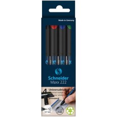 Alkoholos marker készlet, OHP, 0,7 mm, SCHNEIDER "Maxx 222 F", 4 különböző szín