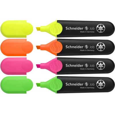 Szövegkiemelő készlet, 1-5 mm, SCHNEIDER "Job 150", 4 különböző szín
