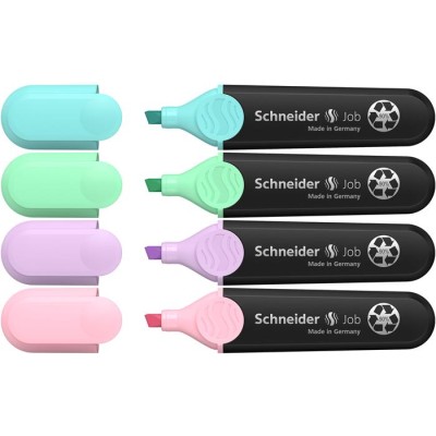Szövegkiemelő készlet, 1-5 mm, SCHNEIDER "Job Pastel", 4 különböző pasztell szín
