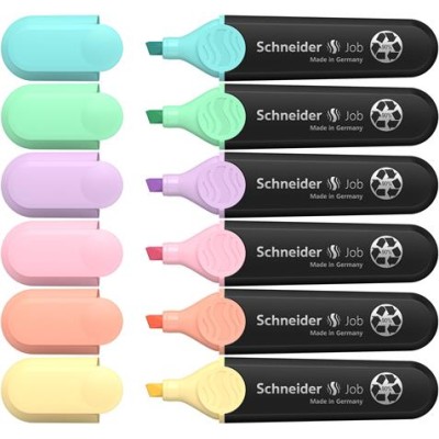 Szövegkiemelő készlet, 1-5 mm, SCHNEIDER "Job Pastel", 6 különböző pasztell szín