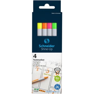 Szövegkiemelő toll készlet, 1-4 mm, SCHNEIDER "Shine-Up", 4 különböző szín