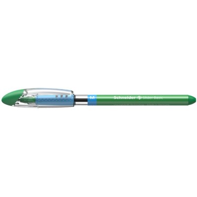 Golyóstoll, 0,5 mm, kupakos, SCHNEIDER "Slider Basic M", zöld