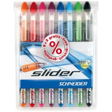 Golyóstoll készlet, 0,7 mm, kupakos, SCHNEIDER "Slider Basic XB", vegyes színek