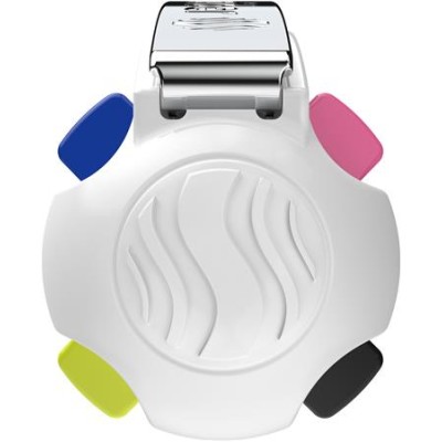Golyóstoll, 0,5 mm, nyomógombos, négyszínű, SCHNEIDER "Take 4 Neon", rózsaszín-fehér