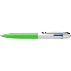 Golyóstoll, 0,5 mm, nyomógombos, négyszínű, SCHNEIDER "Take 4 Neon", zöld-fehér
