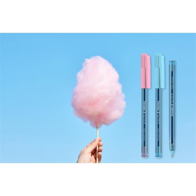 Golyóstoll, 0,5 mm, kupakos, SCHNEIDER "Tops 505 M Bubble Gum" kék, limitált kiadás