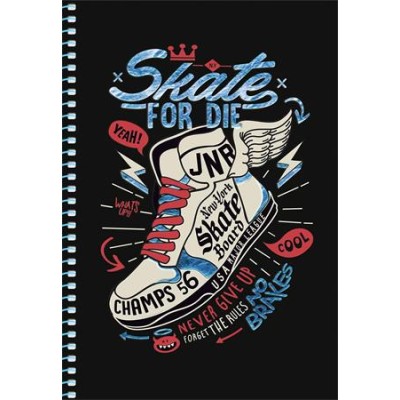 Spirálfüzet, A5, kockás, 80 lap, SHKOLYARYK " Skate board", vegyes