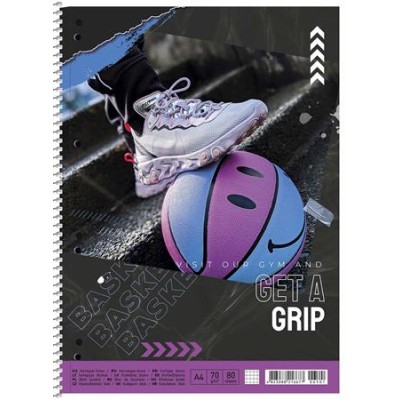 Spirálfüzet, A4+, vonalas, 80 lap, SHKOLYARYK "Get a grip", vegyes