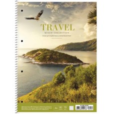 Spirálfüzet, A4+, kockás, 80 lap, SHKOLYARYK "Travel", vegyes