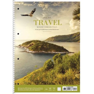 Spirálfüzet, A4+, kockás, 80 lap, SHKOLYARYK "Travel", vegyes