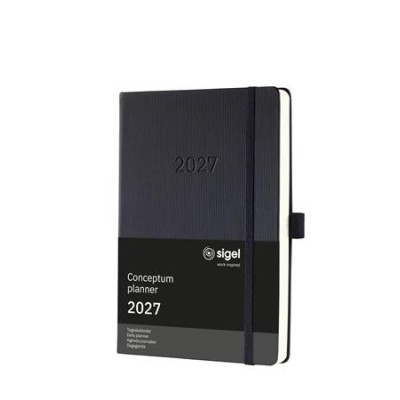 Naptár, A5, napi, 2027, kemény borító, SIGEL "Conceptum", fekete