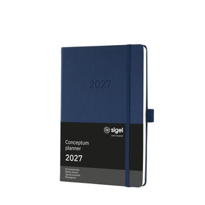 Naptár, A5, heti, 2027, kemény borító, SIGEL "Conceptum", éjkék