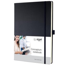 Jegyzetfüzet, exkluzív, A4, vonalas, 97 lap, keményfedeles, SIGEL "Conceptum", fekete