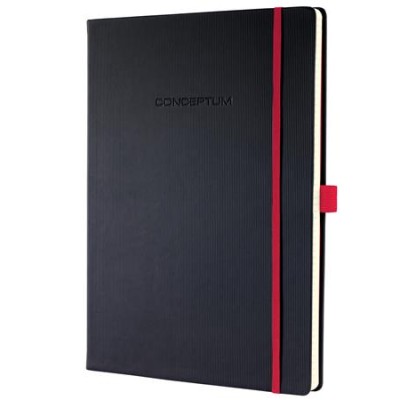 Jegyzetfüzet, exkluzív, A4, vonalas, 97 lap, keményfedeles, SIGEL "Conceptum Red Edition", fekete-piros