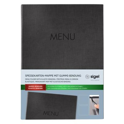 Étlaptartó, A4, keményfedeles, SIGEL „MENU”, antracit