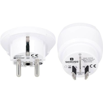Adapter, Ausztráliába, Kínába, Európába utazóknak, földelt, SKROSS