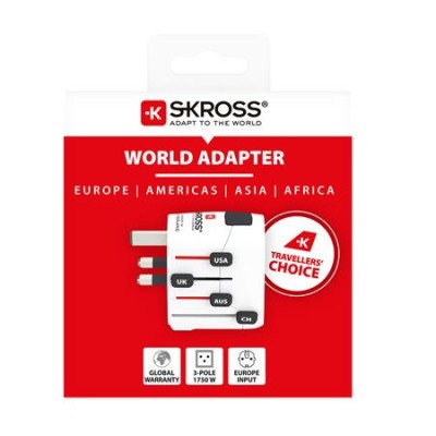 Adapter, világutazóknak, földelt, SKROSS