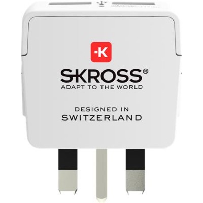 Adapter, Egyesült Királyságba utazóknak, USB, földelt, SKROSS