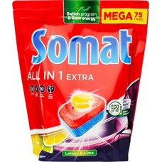 Mosogatógéptabletta, 75 db, SOMAT "All in 1 Extra", Lemon&Lime
