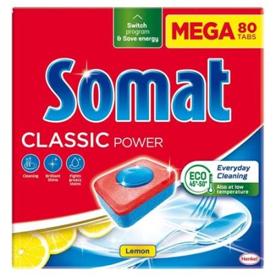 Mosogatógéptabletta, 80 db, SOMAT "Classic", lemon