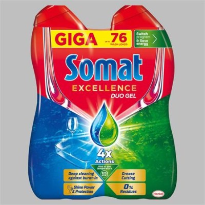 Mosogatógép mosogatógél, duo, 2x684 ml, SOMAT "Excellence Grease Cutting"