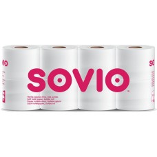 Toalettpapír, 3 rétegű, 250 lap, 27,5 m, 8 tekercs, SOVIO