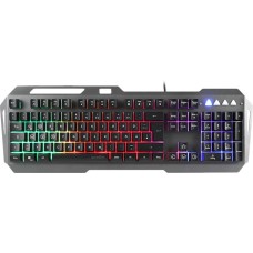 Billentyűzet, vezetékes, gaming, fém, USB, HUN, SPEEDLINK "LUNERA RGB Rainbow", fekete