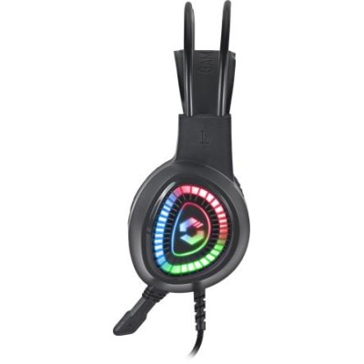 Fejhallgató, mikrofonnal, vezetékes, gaming, 2x3.5 mm jack + USB-A, SPEEDLINK "Voltor LED", fekete