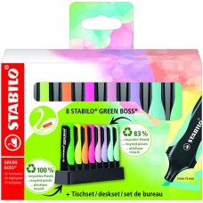 Szövegkiemelő készlet, 2-5 mm, STABILO "Green Boss Pastel", 8 db-os asztali készlet