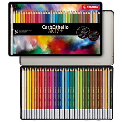 Pasztell ceruza készlet, kerek, fém doboz, STABILO "CarbOthello", 36 különböző szín